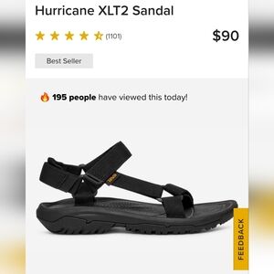 NWT Teva Hurricane XLT2 Black Sandals